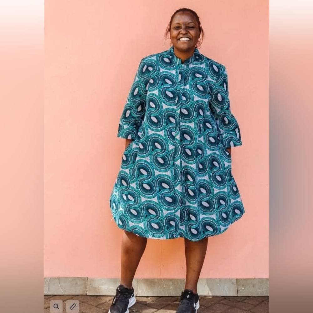 Zuri Kenya "INFINITE JEST" Stylish Green and Black Patterned Dress XL NWT